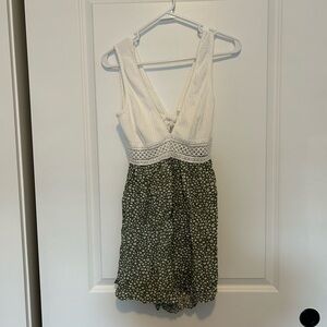 White and Green Floral dress